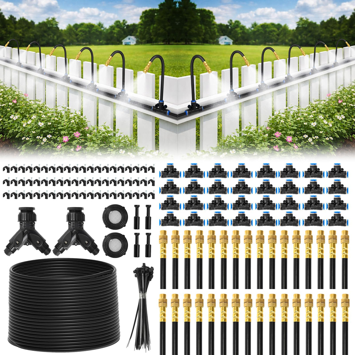 Pro-Series Drip Irrigation System, 200FT 1/4" Garden Watering System with 32pcs 360° Bendable