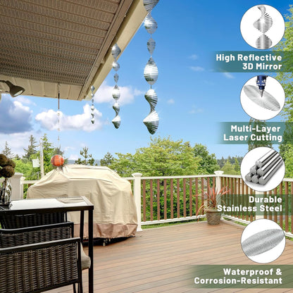 Bird Deterren for Outside Patio, High Reflective Fishbone Bird Scare Devices Wind Spinners Outdoor