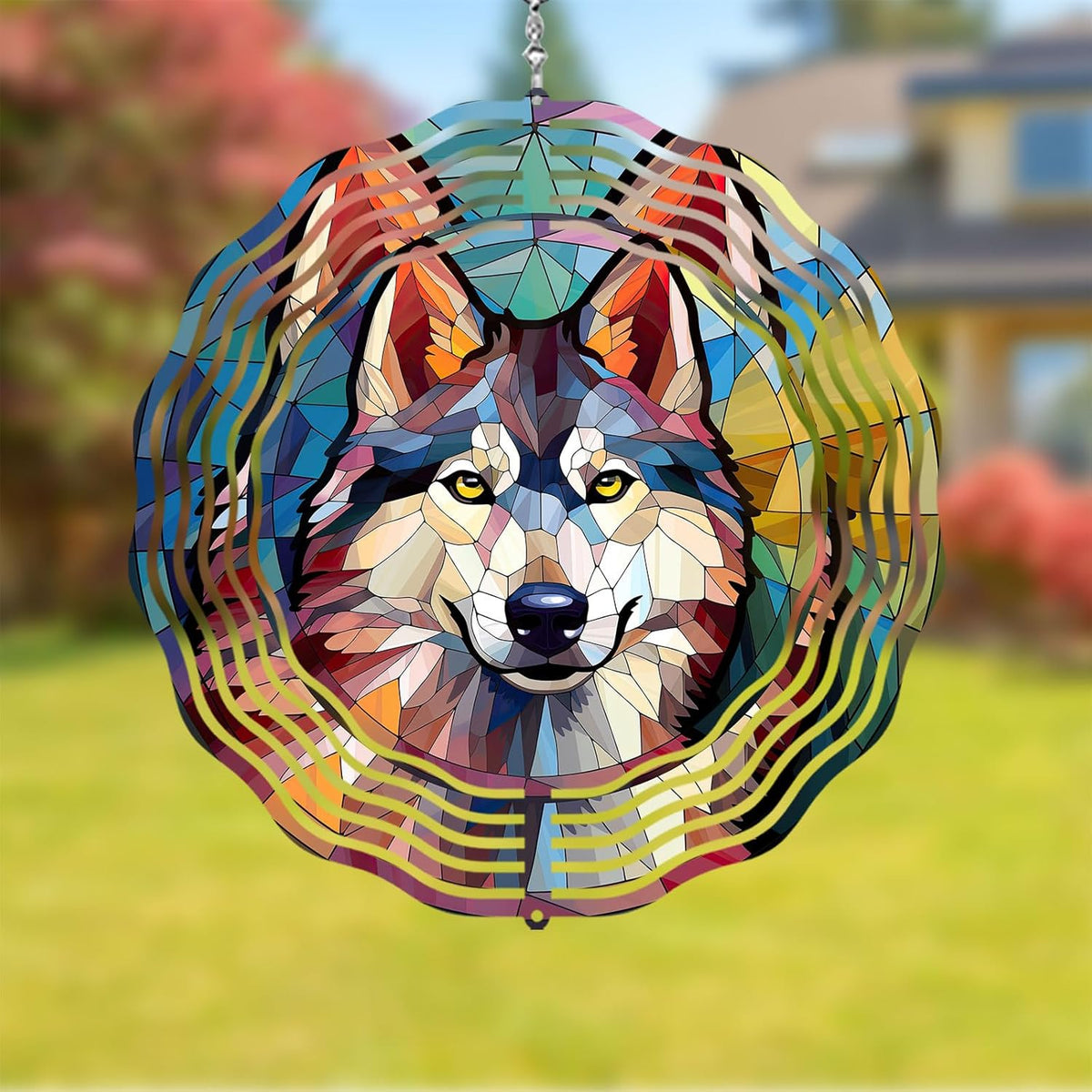 Husky Wind Spinner Pet Dog Memorial Gifts 3D Aluminum Metal Kinetic Hanging Wind Sculpture Spinners