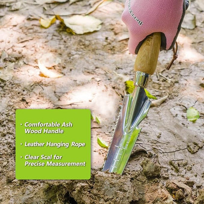 Berry&Bird Garden Hand Weeding Trowel, Stainless Steel Weeder Tool for Gardening with Wooden