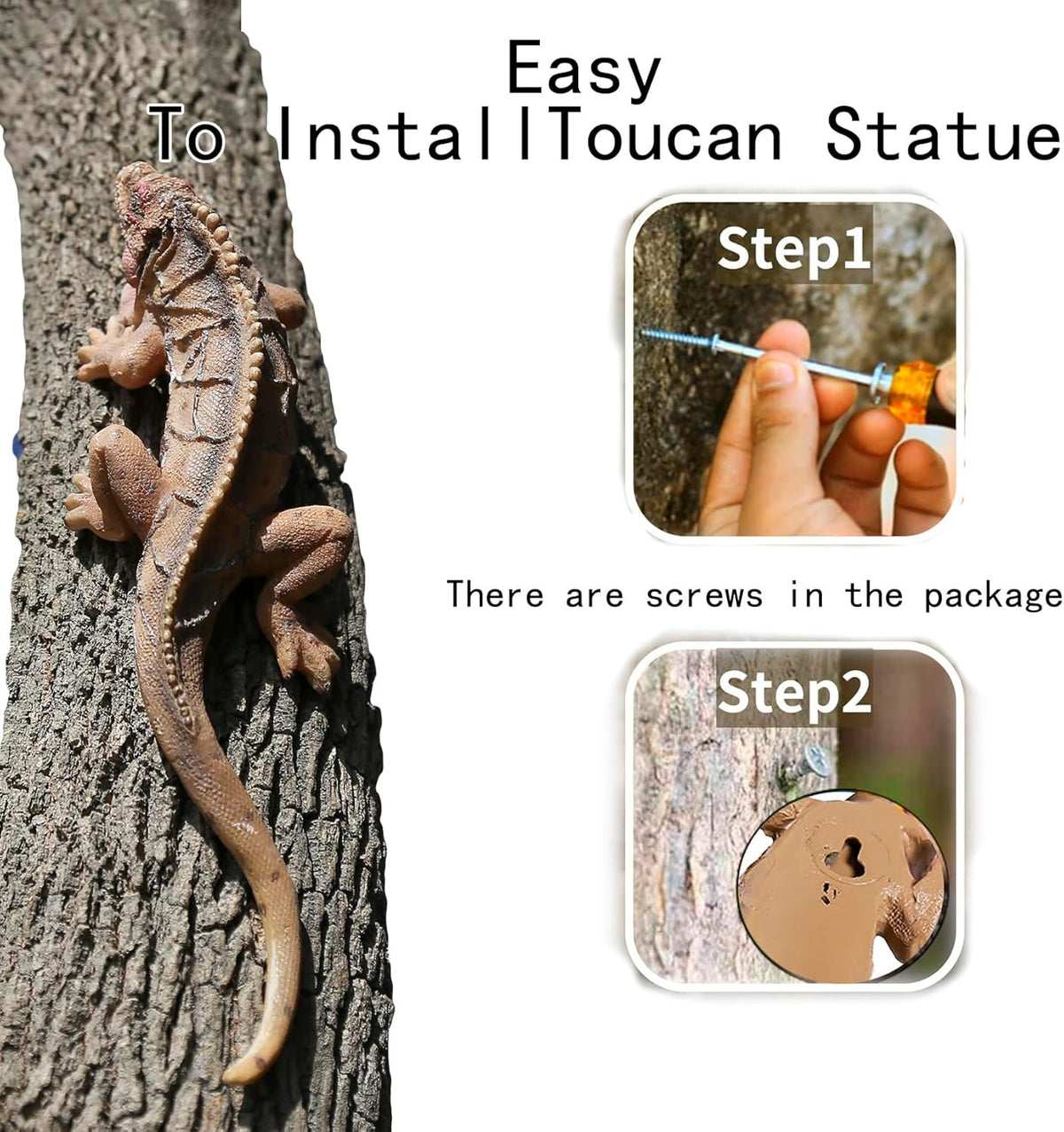 Outdoor Lizard Statue Sculpture Garden Patio Porch Tree Wall Wall Hanging Art Deco Gift 10.24 inch