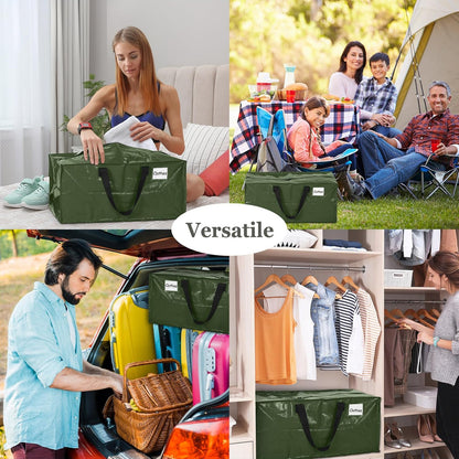 4 Pcs 24 Gallon Large Moving Bags with Zipper and Handles Foldable Storage Duffle Bags Heavy Duty