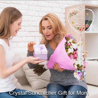 Crystal Suncatcher Gift for Mom, from Daughter or Son, Sentimental Window Hanging Ornament