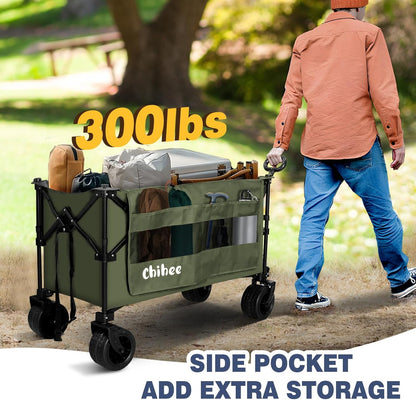 Chihee Garden Cart Collapsible Outdoor Utility Wagon Cart,Folding Beach Cart Oversized Capacity