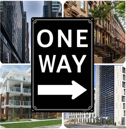 12x16" One Way" with Left Arrow - High-Intensity Aluminum Parking Lot Sign, Weatherproof &