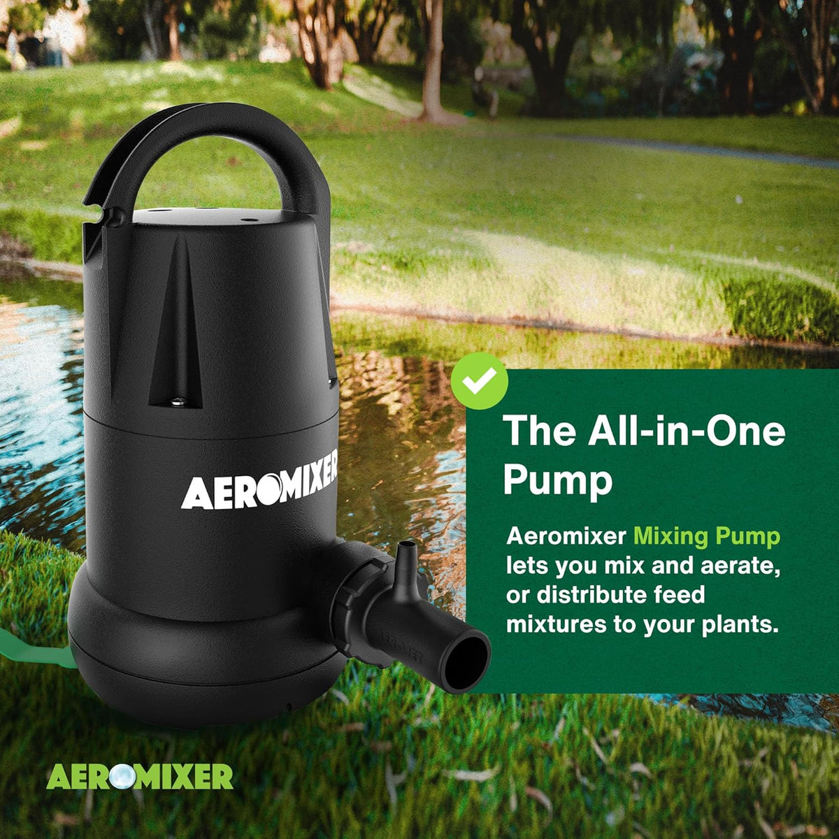Aeromixer Regular 3/4 HP Submersible Mixing + Aerating Pump - Submersible Water Pump for Nutrient