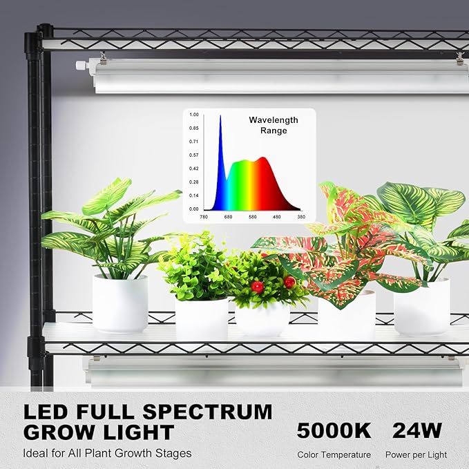VEVOR DIY Plant Stand with Grow Light, 6-Tier Large Tall Plant Shelf with 192W 5000K Full Spectrum
