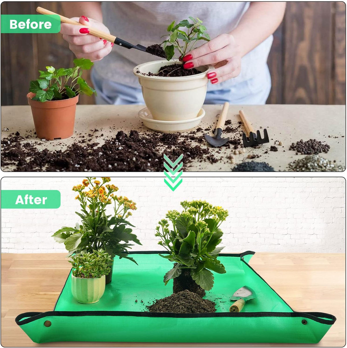2 Pcs 26.8" x 26.8" Potting Mat for Indoor Plants Transplanting Control Mess Square Repotting Mat