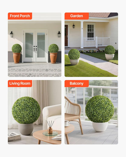 VEVOR Artificial Topiary Ball, 23 inch Faux Boxwood Plant Balls, Fake Silk Tree Look Real, Easy