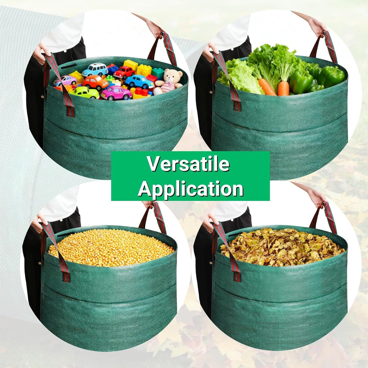 4 Pack 72 Gallons Reusable Yard Waste Bag, 4 Pack Upright Lawn Bags with 4 Handles, Lawn Leaf Bag