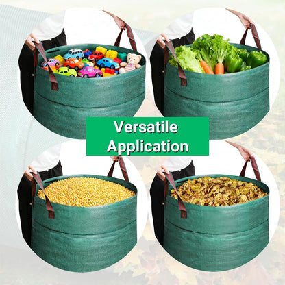 4 Pack 72 Gallons Reusable Yard Waste Bag, 4 Pack Upright Lawn Bags with 4 Handles, Lawn Leaf Bag