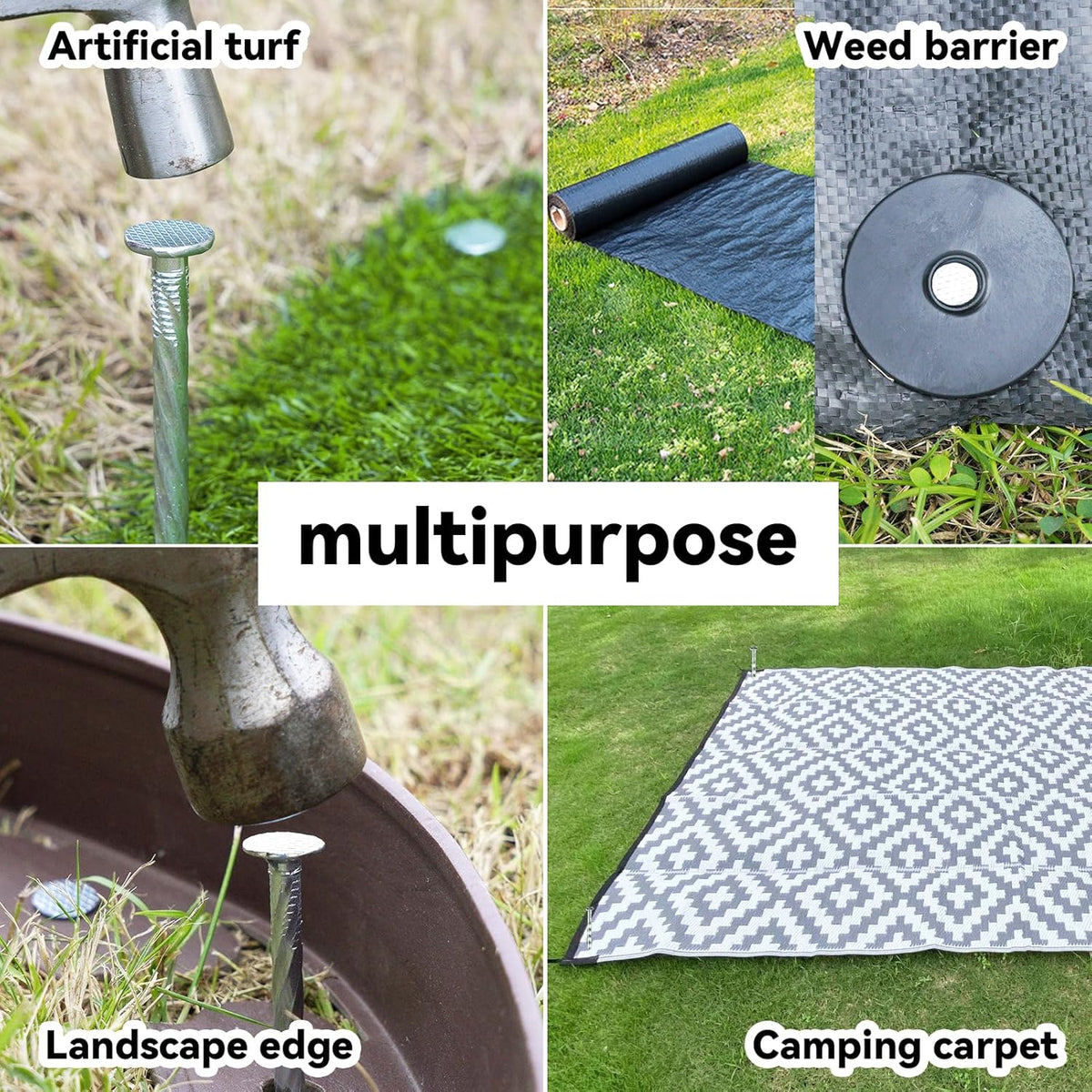 6 Inch 100 Pack Spiral Landscape Stakes with Gasket, Heavy Duty Galvanized Metal Garden Turf Stakes