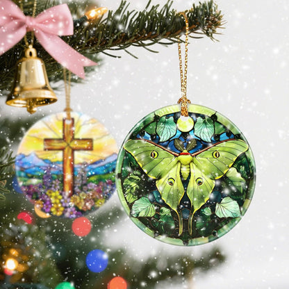 Christmas Ornament, Christmas Decoration, Ceramic-Style Luna Moth Ornament, Heirloom Keepsakes