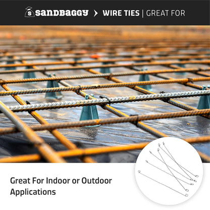 Sandbaggy Double Loop Rebar Wire Bar Ties | 16 Gauge | Made of Industrial Grade Wire | Great for