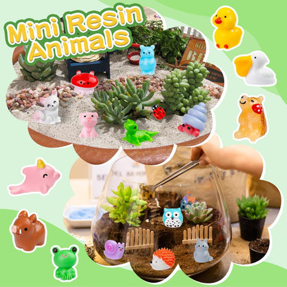 200 Pcs Mini Resin Animals Colorful Mini Animals Figures in Bulk Miniature Little Small Animals