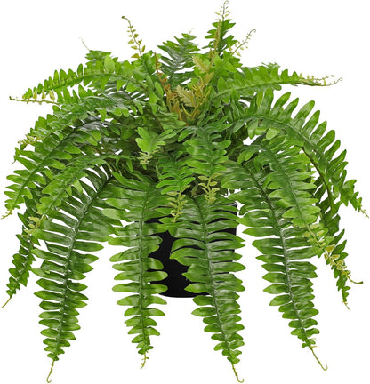 Hollyone Artificial Fern Plants in Pot 25.5" Artificial Boston Fern 31 Leaves for Outdoors & Indoor