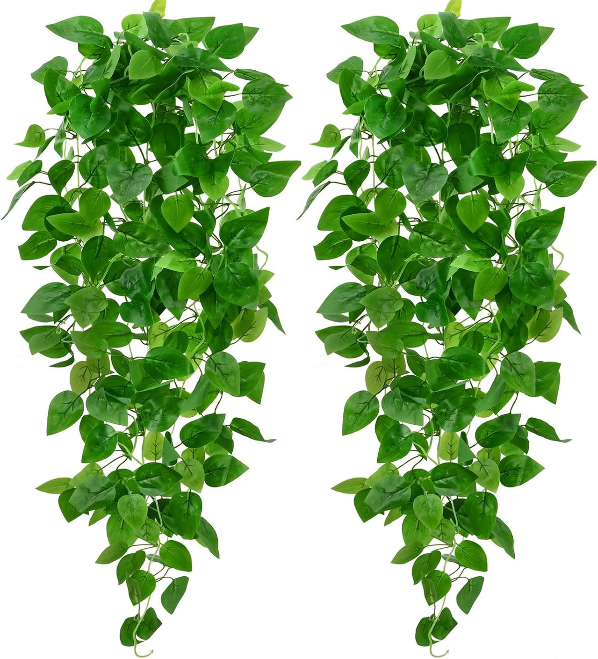 BLEUM CADE 2Pcs Fake Hanging Plants, 9 Branch Artificial Hanging Plant, Lush Faux Pothos Vines for