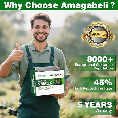 AMAGABELI GARDEN & HOME 6 Inch 200 Pack Galvanized Landscape Staples 11 Gauge Anti-Rust Heavy Duty