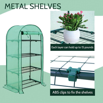 EAGLE PEAK Mini Greenhouse with Wire Shelves, Portable Indoor & Outdoor Green House with Roll-Up