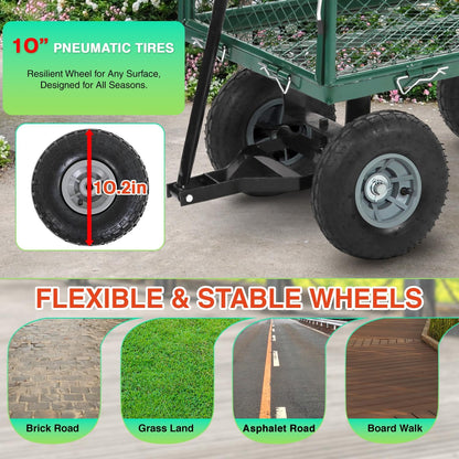 FDW Garden Cart Streel Heavy Duty 500 LBS Capacity，Utility Cart Wagon with Removable Sides and