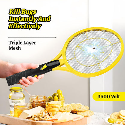 ZAP IT! Electric Fly Swatter Racket - 3,500 Volt Bug Zapper Racket - Battery-Powered Fly Zapper and