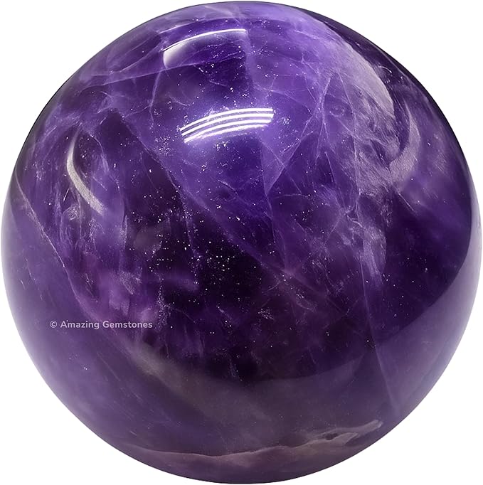 Amazing Gemstone Amethyst Crystal Ball with Stand - 2" Inches Crystal Sphere Meditation Balls for