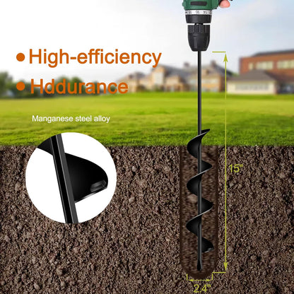 LONGRUN Auger Drill Bit for Planting, Garden Spiral Hole Drill for 3/8” Hex Drive Augers, Solid