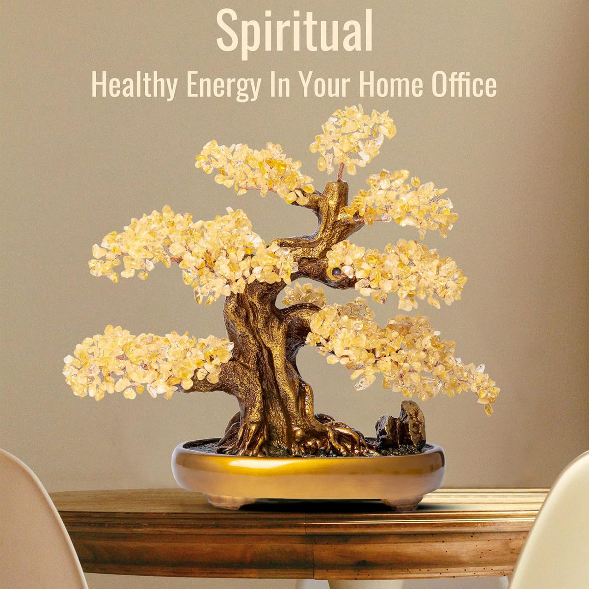 Natural Citrine Gemstone Crystal Bonsai Tree of Life Large Feng Shui Money Chakra Tree for Luck and