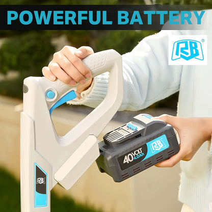 RB 9" Small Lawn Mower for Small Spaces, 40V 2Ah Battery & Charger, Ultra-Light Mini Cordless Lawn