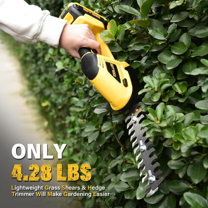 Cordless Hedge Trimmer, 2 in 1 Handheld Electric Grass Shear, 20V Power Tool for Efficient Yard