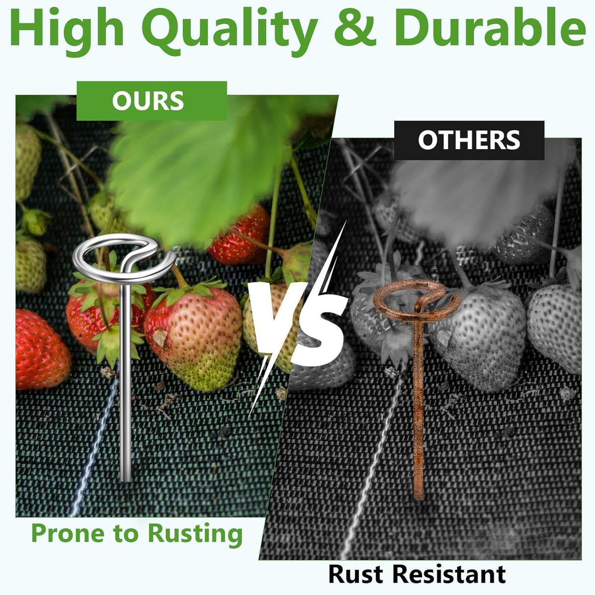 120 Pcs Landscape Staples, Thickened 8 Gauge Circle Top Landscape Fabric Pins, 6 Inch Galvanized