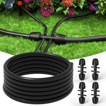 Bonviee 1/2" Irrigation Tubing with 4 Packs 6-Way Connectors - 50FT Drip Irrigation Tubing Ideal