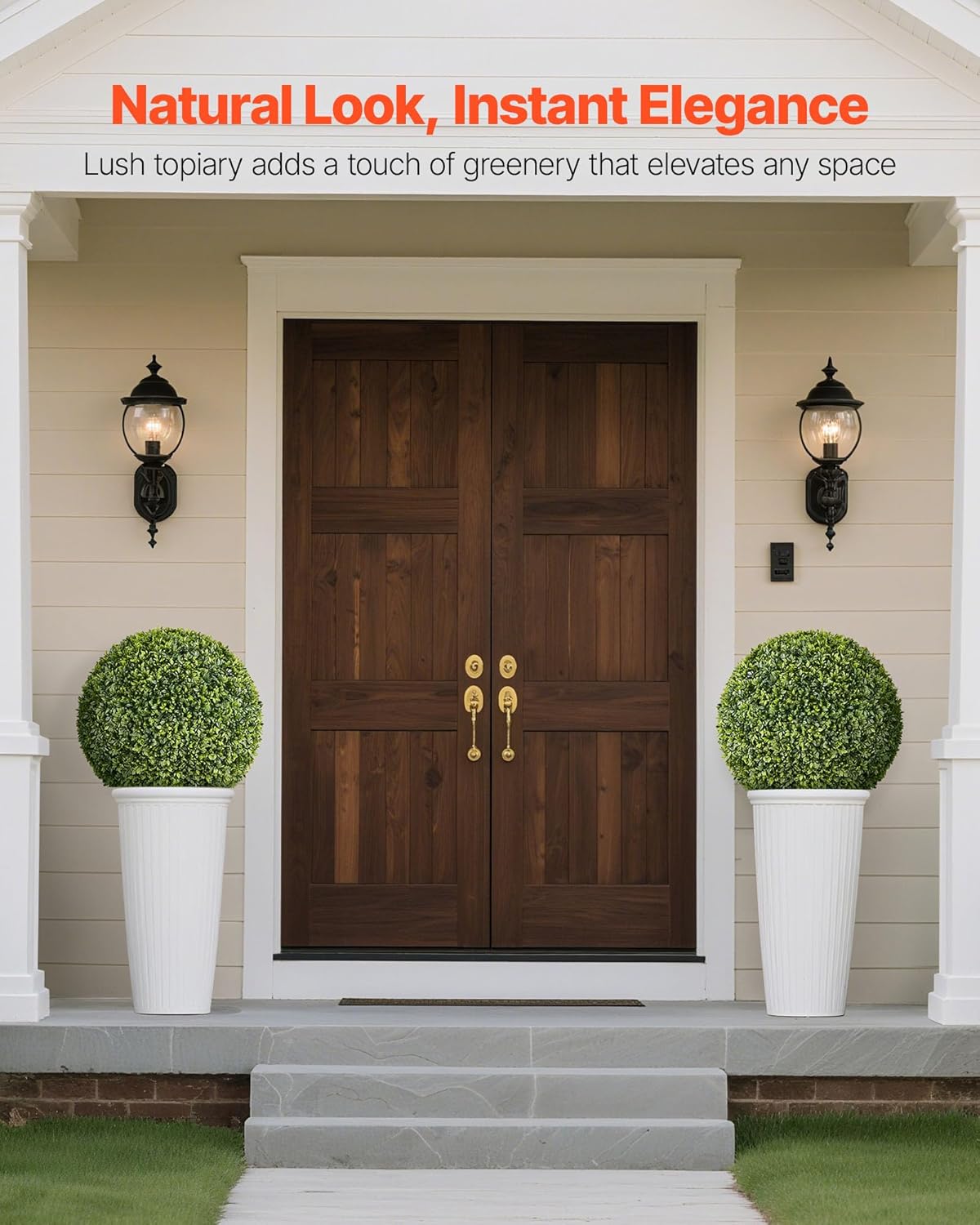 VEVOR Artificial Topiary Ball, 23 inch Faux Boxwood Plant Balls, Fake Silk Tree Look Real, Easy