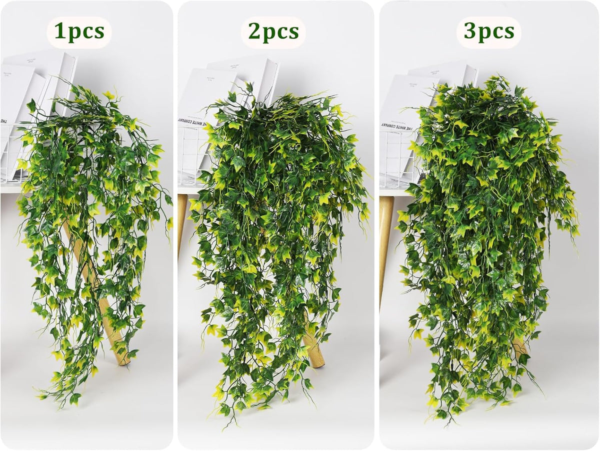RECUTMS Artificial Plant Fake Plants Artificial Hanging Plants Faux Ivy Plant with Yellow Leaf Fake