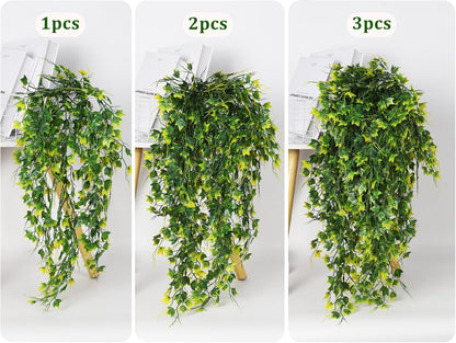 RECUTMS Artificial Plant Fake Plants Artificial Hanging Plants Faux Ivy Plant with Yellow Leaf Fake