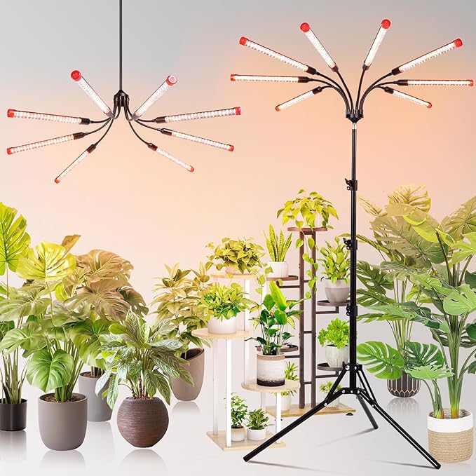Gamechanger! 72W, NOT 24W, Bright Beyond Your Imagination, 8Head Stand Grow Lights for Indoor