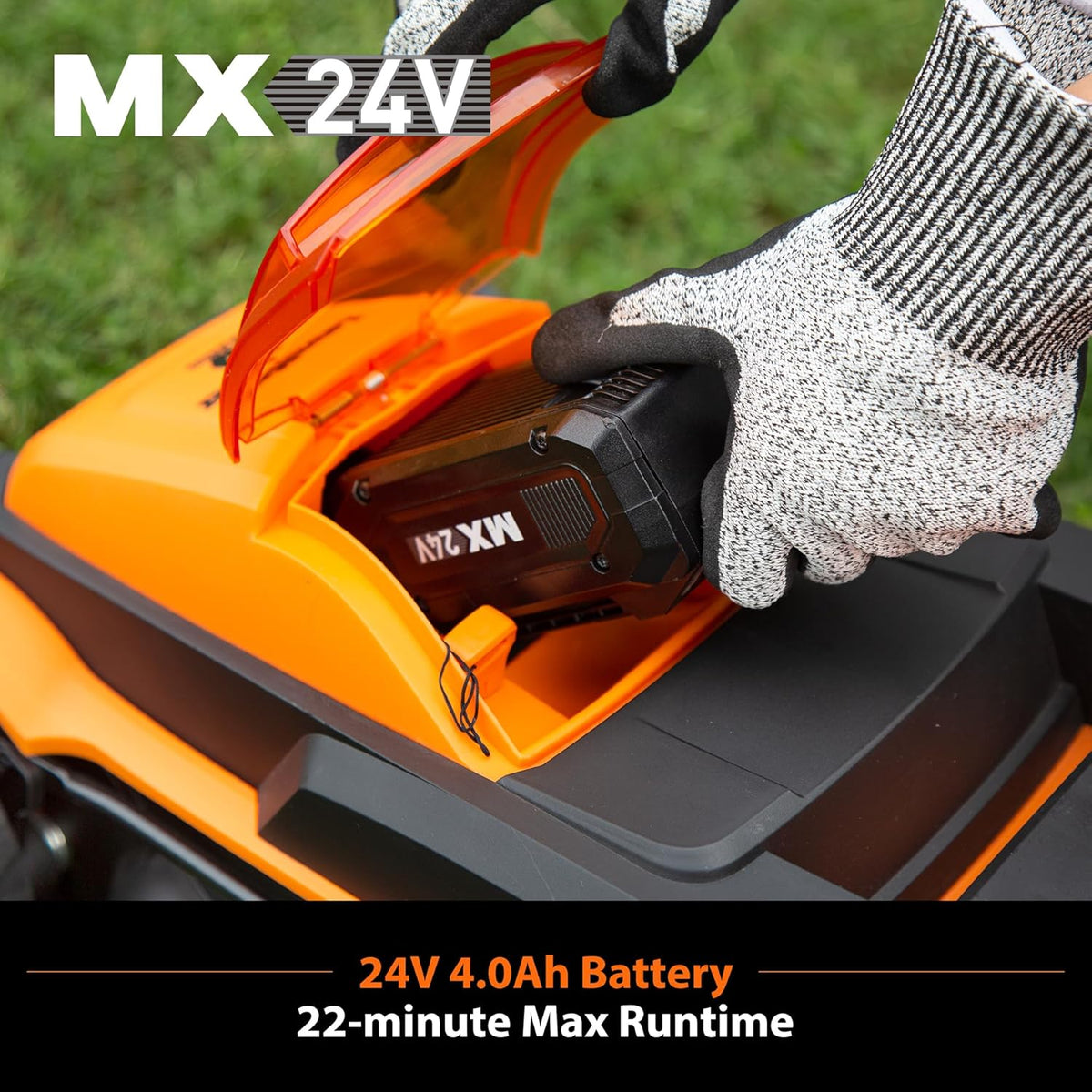 LawnMaster 20VMWGT 24V Max 13-inch Lawn Mower and Grass Trimmer 10-inch Combo with 2x4.0Ah