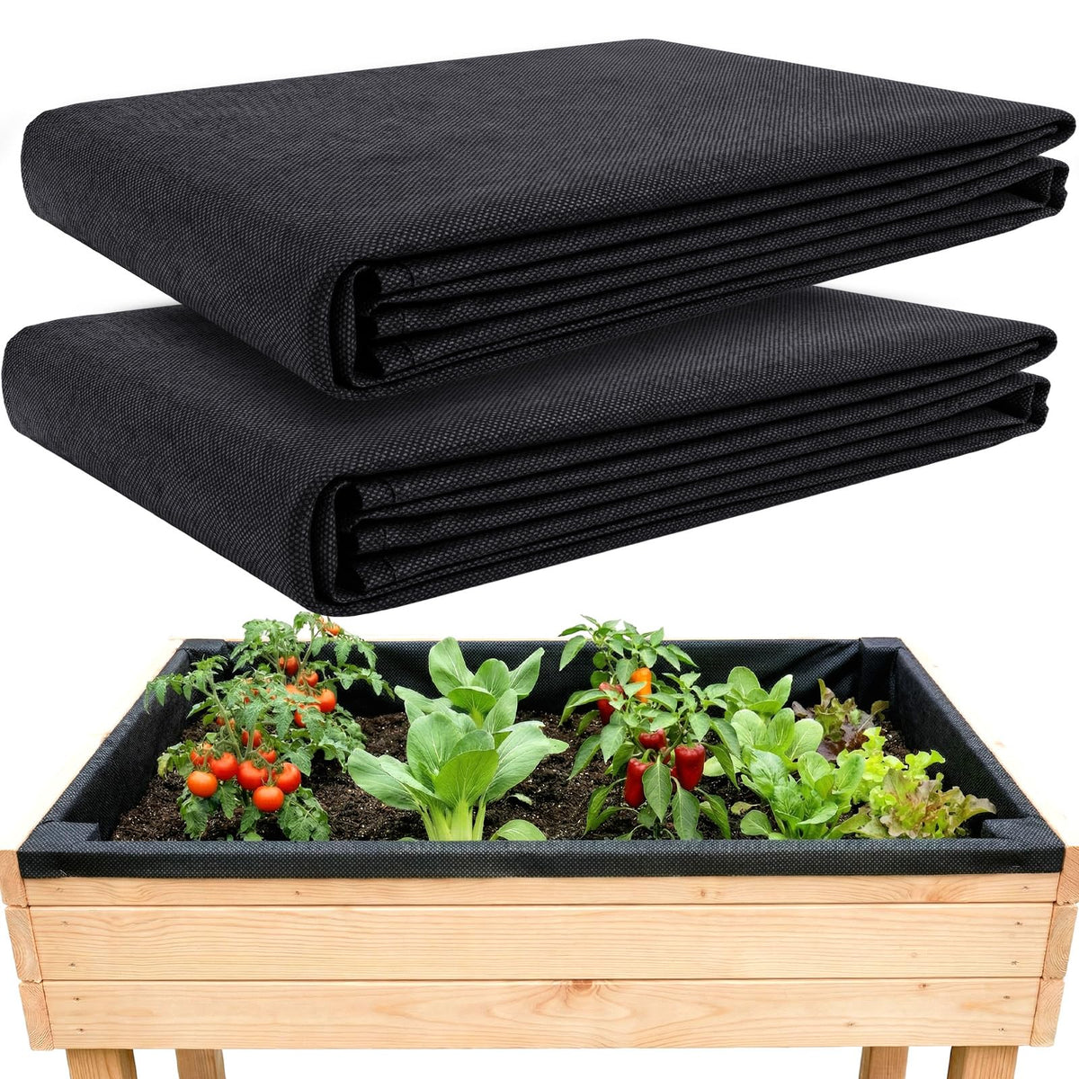 EcoBrisa 2PCS 63 * 83IN Raised Garden Bed Liner, Non Woven Fabric for Large Veg Trough, Cuttable