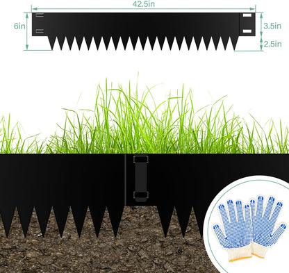 Metal Landscape Edging 6-Pack, Galvanized Steel Garden Edging - 40" L x 6" H Strips - Metal Edging