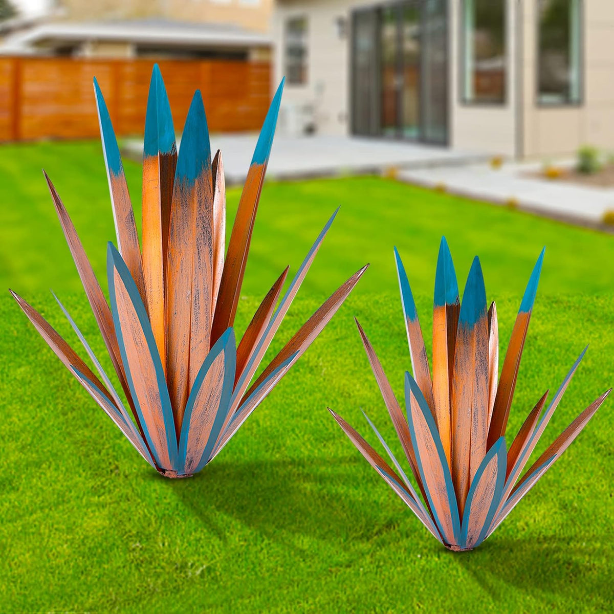 Homight Large Agave Sculpture Rustic Metal Agave Plant Outdoor Interior Decoration Outdoor Lawn