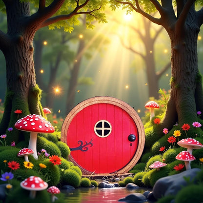 1Pc Red Fairy Garden Door for Tree, Fairy Doors for Trees Outdoor and Tree Trunk, Mini Fairys