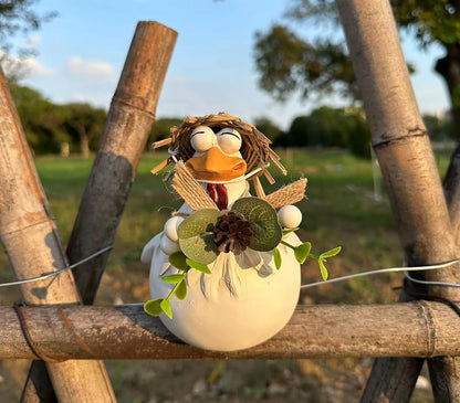 Funny Farm Chickens Statues,Chicken Fence Decoration,Resin Cute Chickens Decor,Outdoor Real Animal