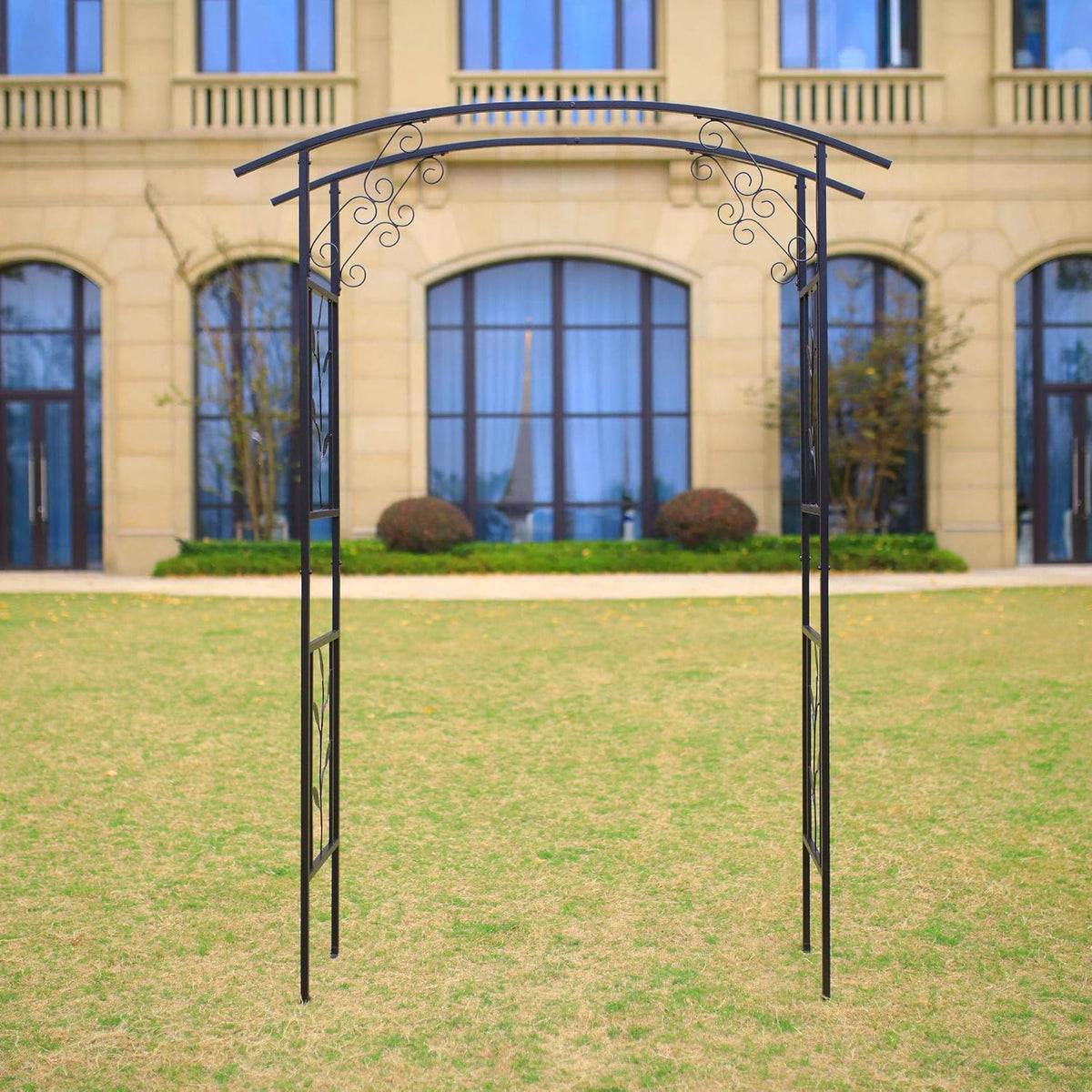 Steel Garden Arch, 6'10" High x 4'11" Wide, Garden Arbor for Various Climbing Plant, Outdoor Garden