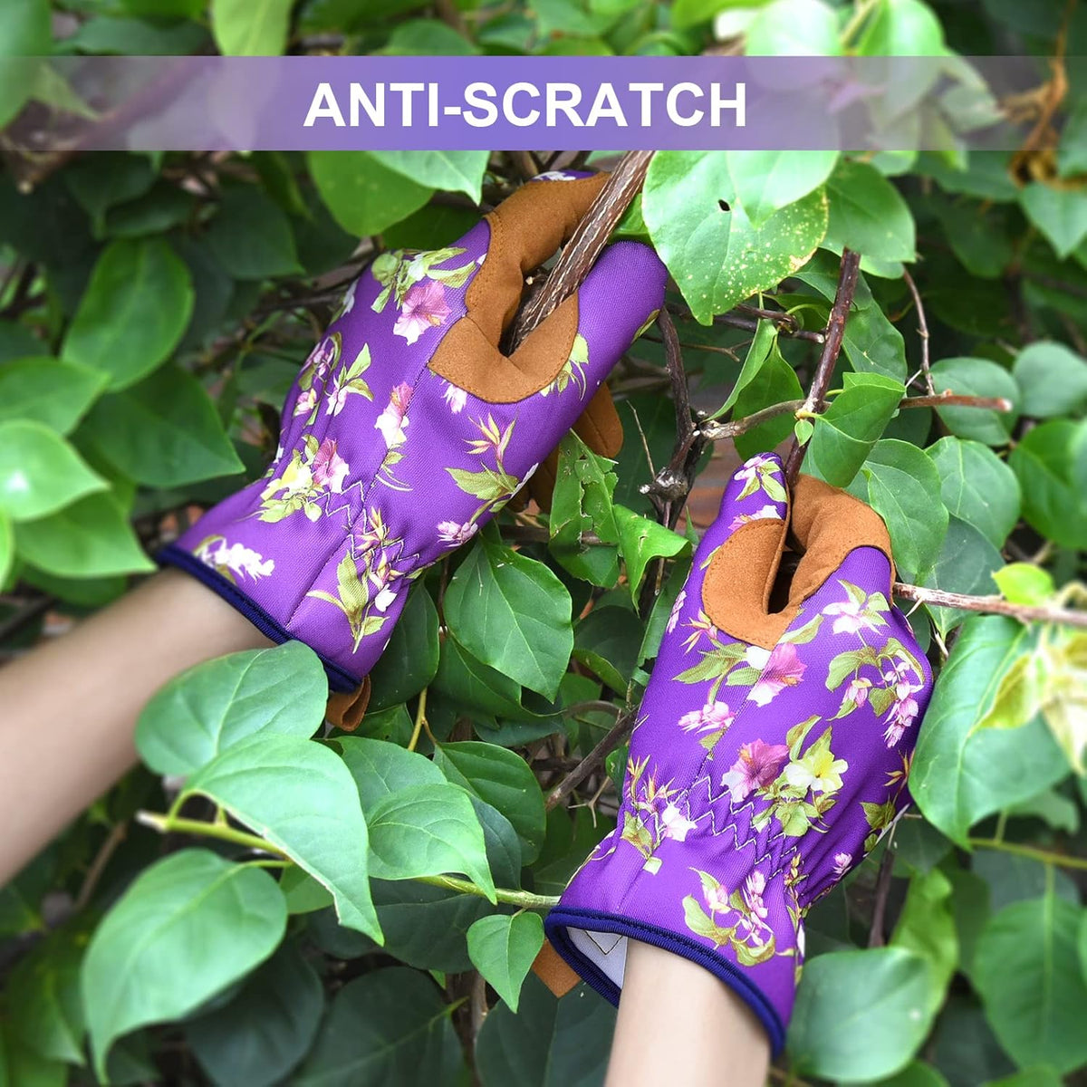 Womens Gardening Weeding Working Gloves, Leather Garden Glove for Women Thorn Proof No Stab for