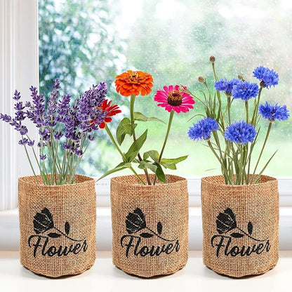 Indoor Daisy Garden Starter Kit with Gardening Tools - Jute Bags, Markers, Soil Disks and Shears