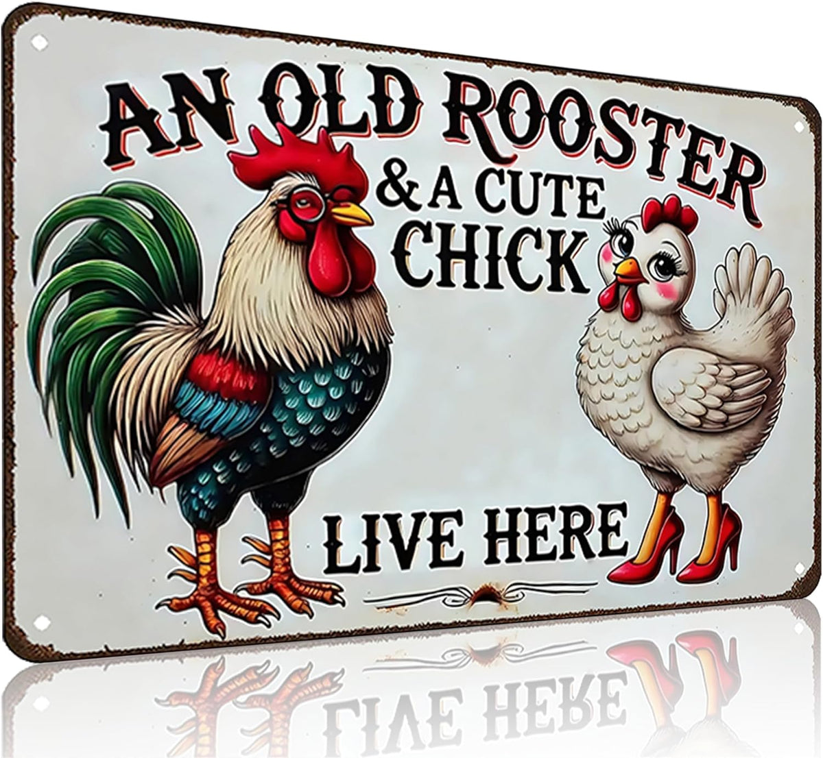 Funny Gifts for Women Chicken Lovers Farm Enthusiasts An Old Rooster And A Cute Chick Live Here