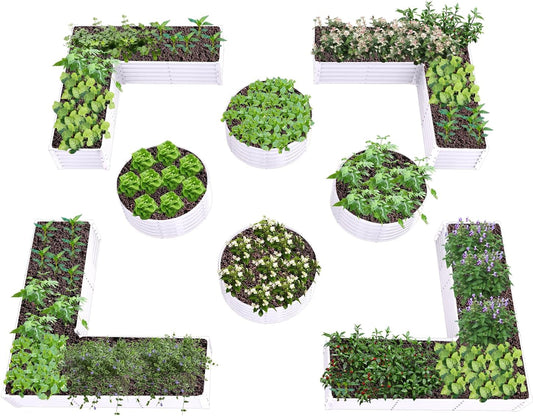 A ANLEOLIFE 8-Pack 4X4X1.5ft & 74x74x18in Deep Root Galvanized Raised Garden Beds Outdoor for