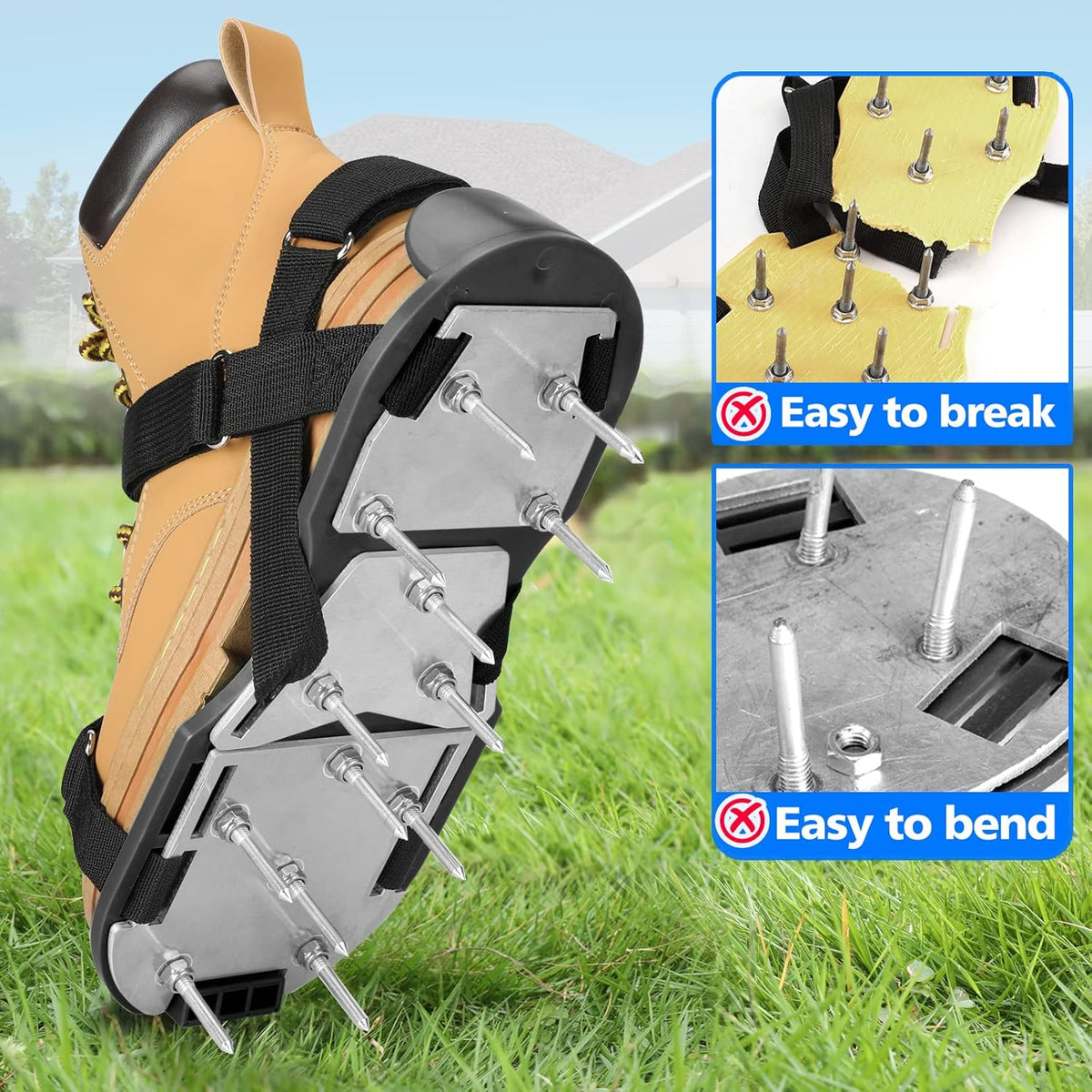 Lawn Aerator Shoes for Grass - Pre-Assembled Grass Aerator Shoes for Lawn - Soil Yard Aerator Tool
