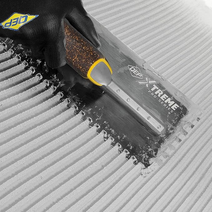 QEP Xtreme Cork Handle Stainless Steel Trowel Square Notch 1/4" x 3/8" x 1/4"