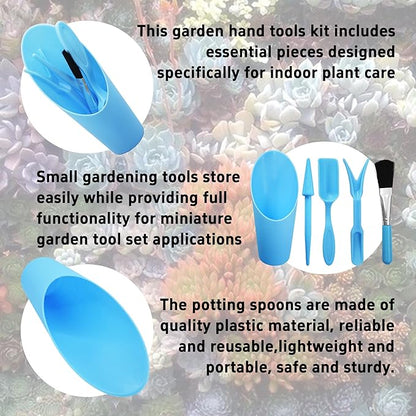 5Pcs Mini Succulent Tools Set, Plastic Garden Hand Tools Kit for Indoor Plant Care, Succulent